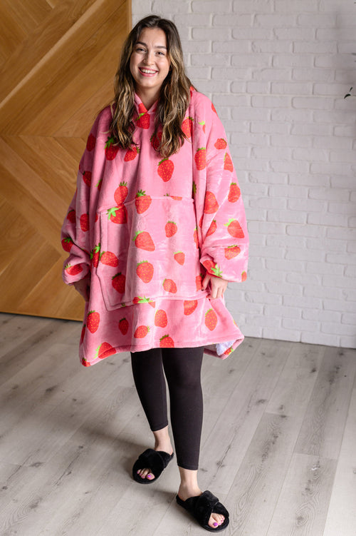 Oversized Blanket Hoodie in Strawberry - Maple Row Boutique