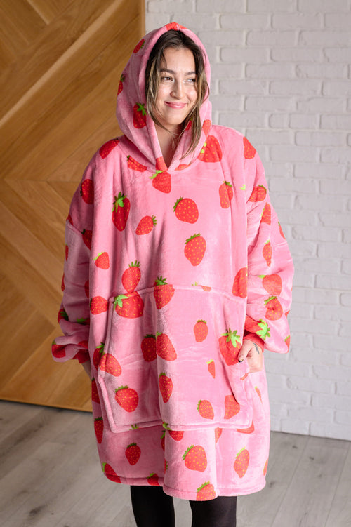 Oversized Blanket Hoodie in Strawberry - Maple Row Boutique