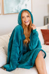 Oversized Velour Blanket Hoodie in Green - Maple Row Boutique