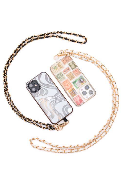 PU Leather Gold Chain Cell Phone Lanyard Set of 2 - Maple Row Boutique 