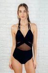 Palma Mesh Detail Halter Swimsuit - Maple Row Boutique