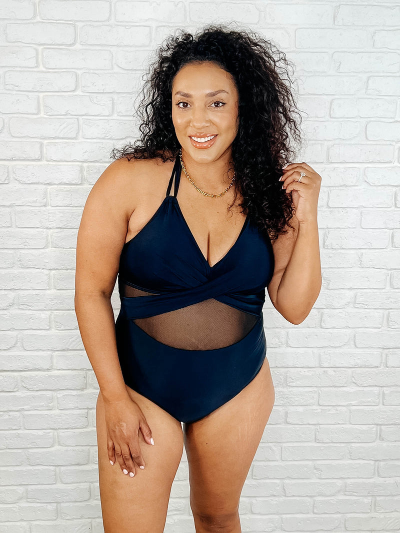 Palma Mesh Detail Halter Swimsuit - Maple Row Boutique