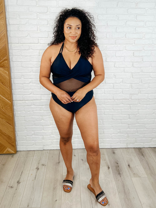 Palma Mesh Detail Halter Swimsuit - Maple Row Boutique