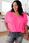 Passionately Pink V Neck Blouse - Maple Row Boutique