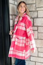Passion in Plaid Coat in Pink - Maple Row Boutique 