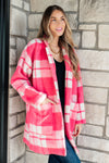 Passion in Plaid Coat in Pink - Maple Row Boutique 