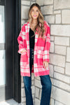 Passion in Plaid Coat in Pink - Maple Row Boutique 