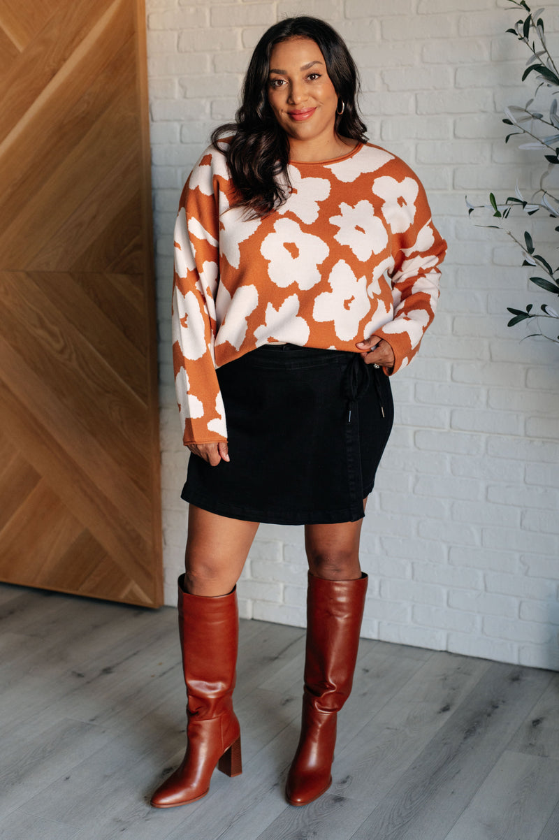 Patches of Flowers Floral Sweater - Maple Row Boutique 
