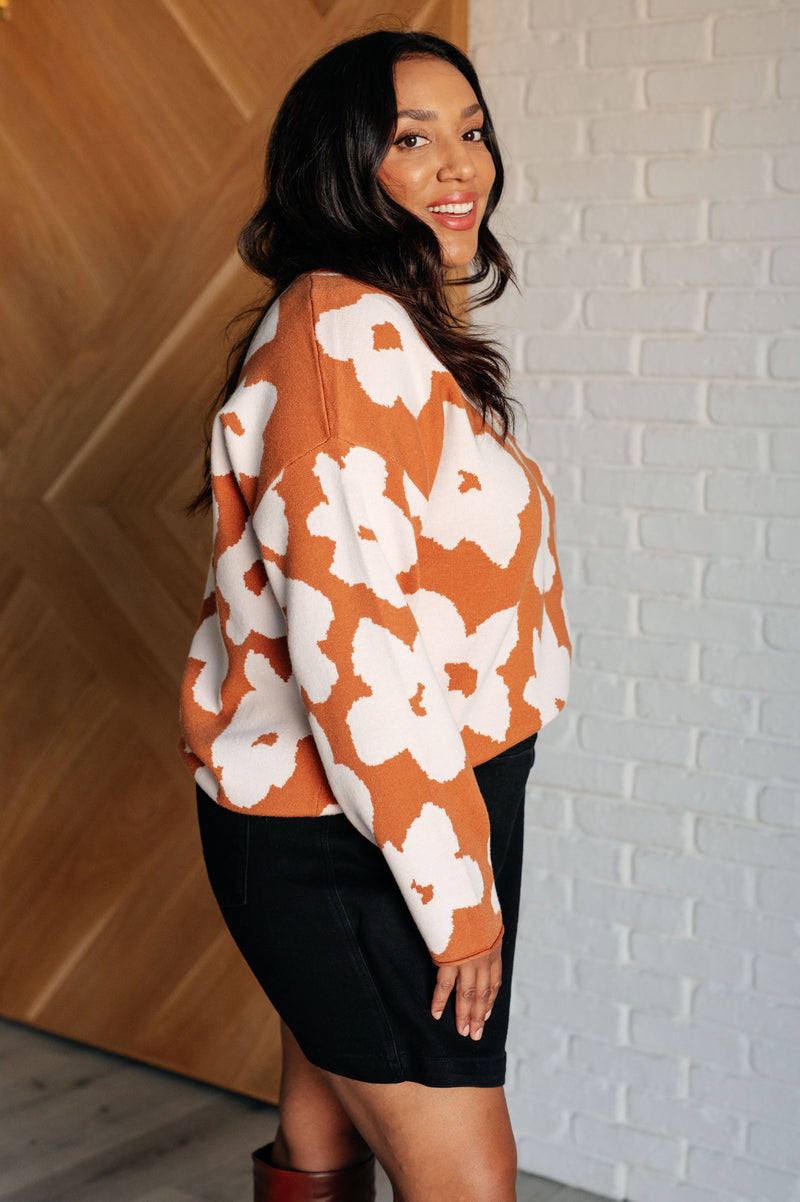 Patches of Flowers Floral Sweater - Maple Row Boutique 