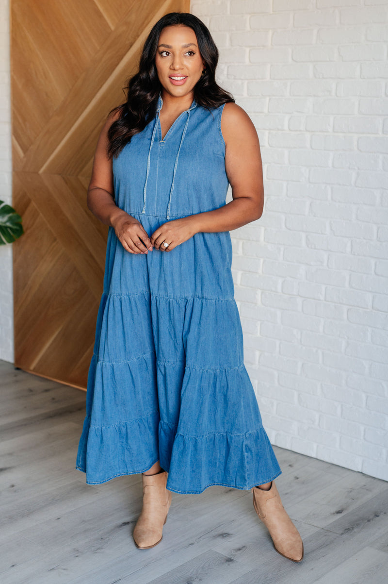 Perfect Choice Denim Maxi Dress - Maple Row Boutique 