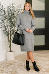 Personal Assistant Turtleneck Dress in Grey - Maple Row Boutique