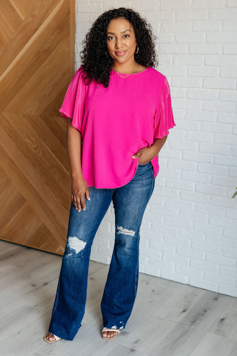 Pink and Perfect Ruffle Sleeve Top - Maple Row Boutique