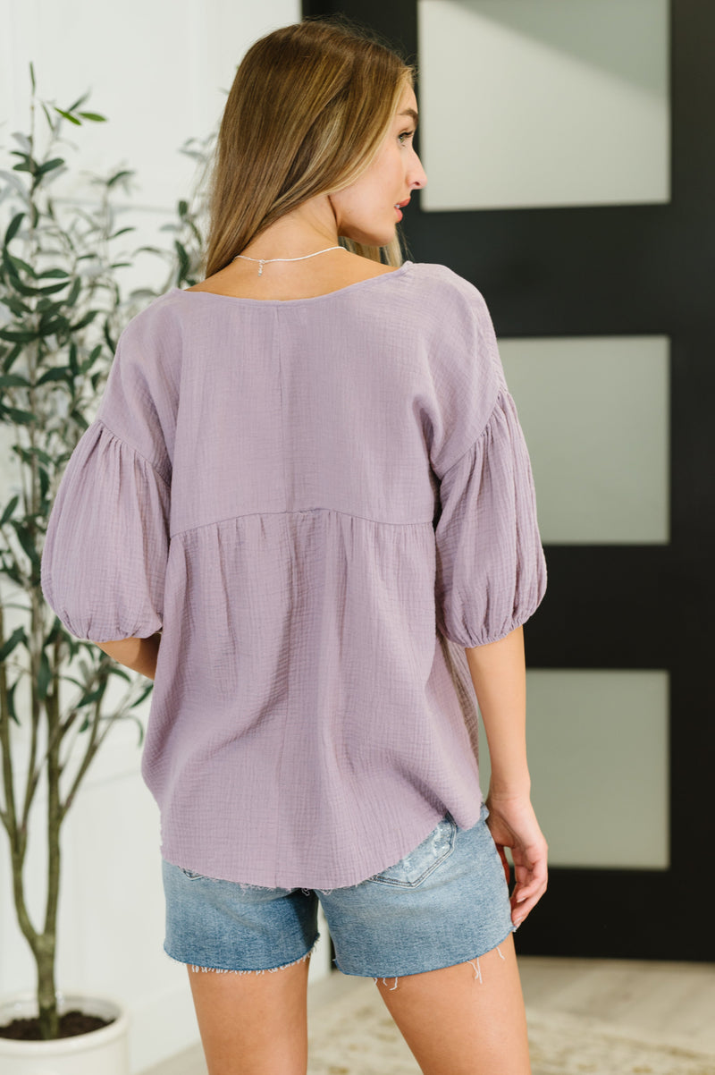 Pleasantly Perfect Bubble Sleeve Peasant Blouse - Maple Row Boutique