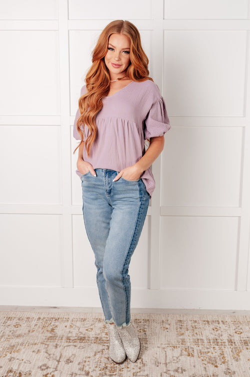 Pleasantly Perfect Bubble Sleeve Peasant Blouse - Maple Row Boutique
