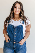 Priscilla High Rise Crop Wide Leg Denim Overalls - Maple Row Boutique 