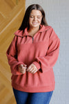 Quite the Impression Half Zip Pullover in Rust - Maple Row Boutique 