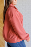 Quite the Impression Half Zip Pullover in Rust - Maple Row Boutique 