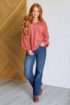 Quite the Impression Half Zip Pullover in Rust - Maple Row Boutique 