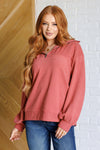 Quite the Impression Half Zip Pullover in Rust - Maple Row Boutique 