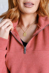 Quite the Impression Half Zip Pullover in Rust - Maple Row Boutique 