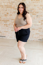 Reagan High Rise Button Fly Trouser Shorts - Maple Row Boutique