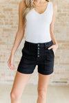 Reagan High Rise Button Fly Trouser Shorts - Maple Row Boutique