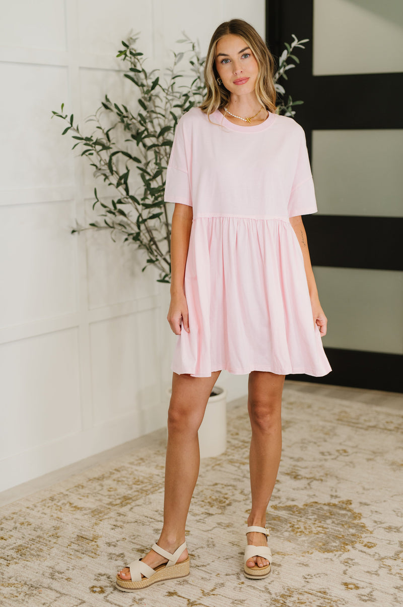 PREORDER: Relaxed Drop Shoulder Dress in Light Pink - Maple Row Boutique