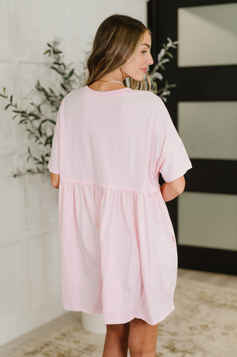 PREORDER: Relaxed Drop Shoulder Dress in Light Pink - Maple Row Boutique