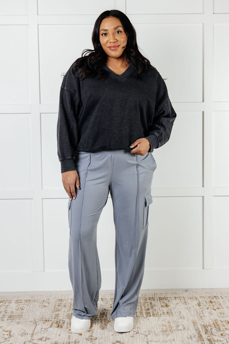 Rep Ready Mineral Wash French Terry Pullover in Black - Maple Row Boutique