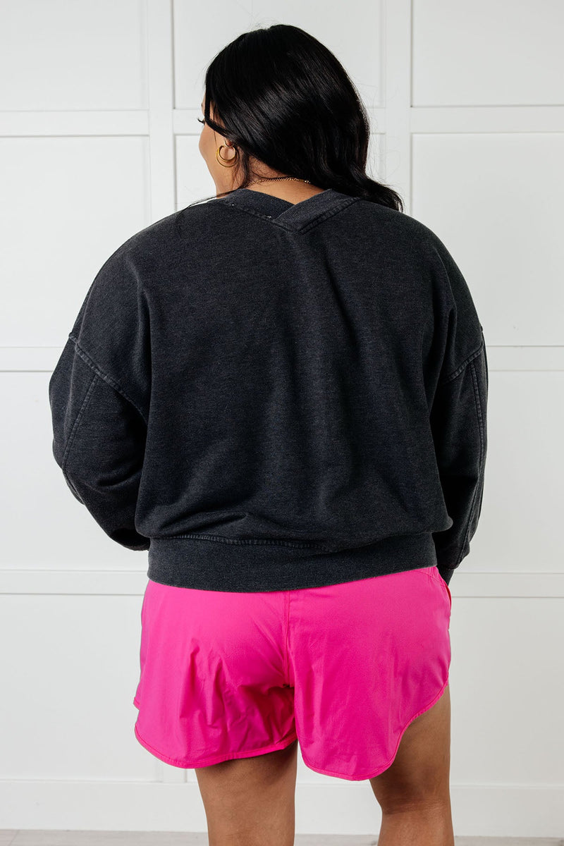 Rep Ready Mineral Wash French Terry Pullover in Black - Maple Row Boutique