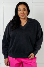 Rep Ready Mineral Wash French Terry Pullover in Black - Maple Row Boutique