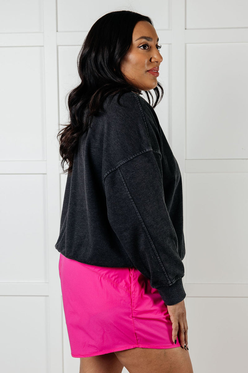 Rep Ready Mineral Wash French Terry Pullover in Black - Maple Row Boutique