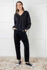 Rep Ready Mineral Wash French Terry Pullover in Black - Maple Row Boutique