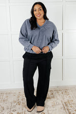 Rep Ready Mineral Wash French Terry Pullover in Blue - Maple Row Boutique