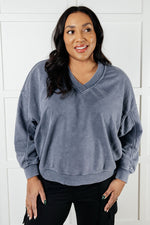 Rep Ready Mineral Wash French Terry Pullover in Blue - Maple Row Boutique