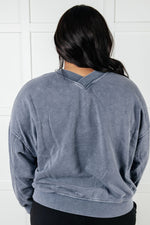 Rep Ready Mineral Wash French Terry Pullover in Blue - Maple Row Boutique