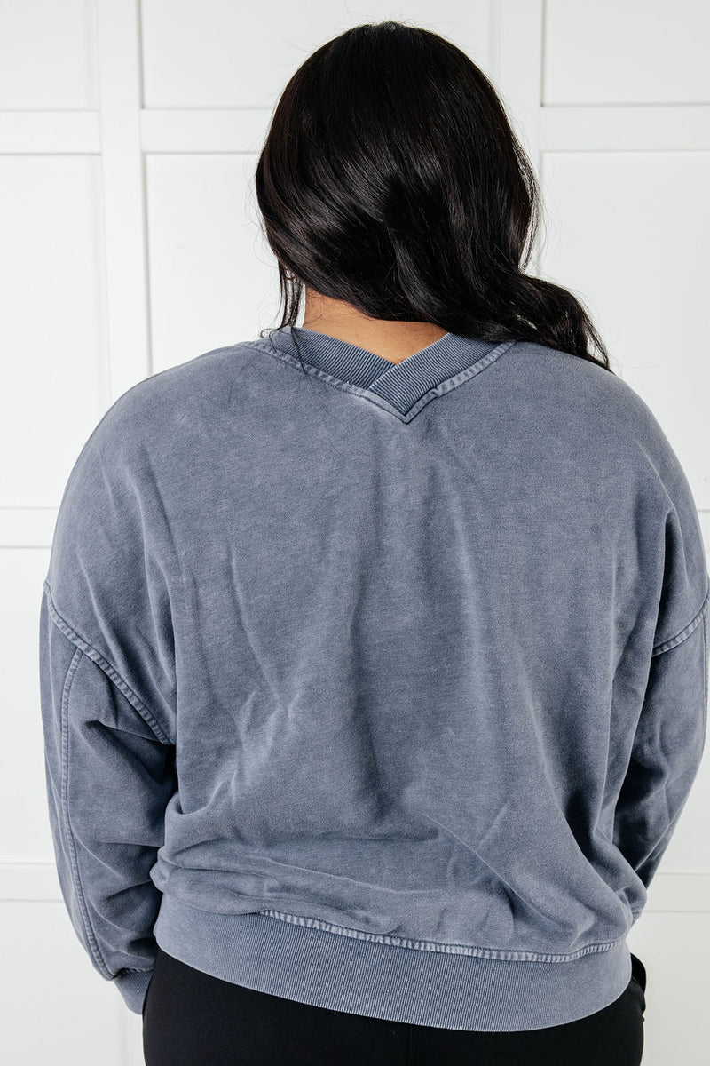 Rep Ready Mineral Wash French Terry Pullover in Blue - Maple Row Boutique