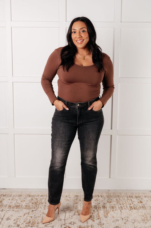 Rita Mid Rise Control Top Slim Jeans - Maple Row Boutique