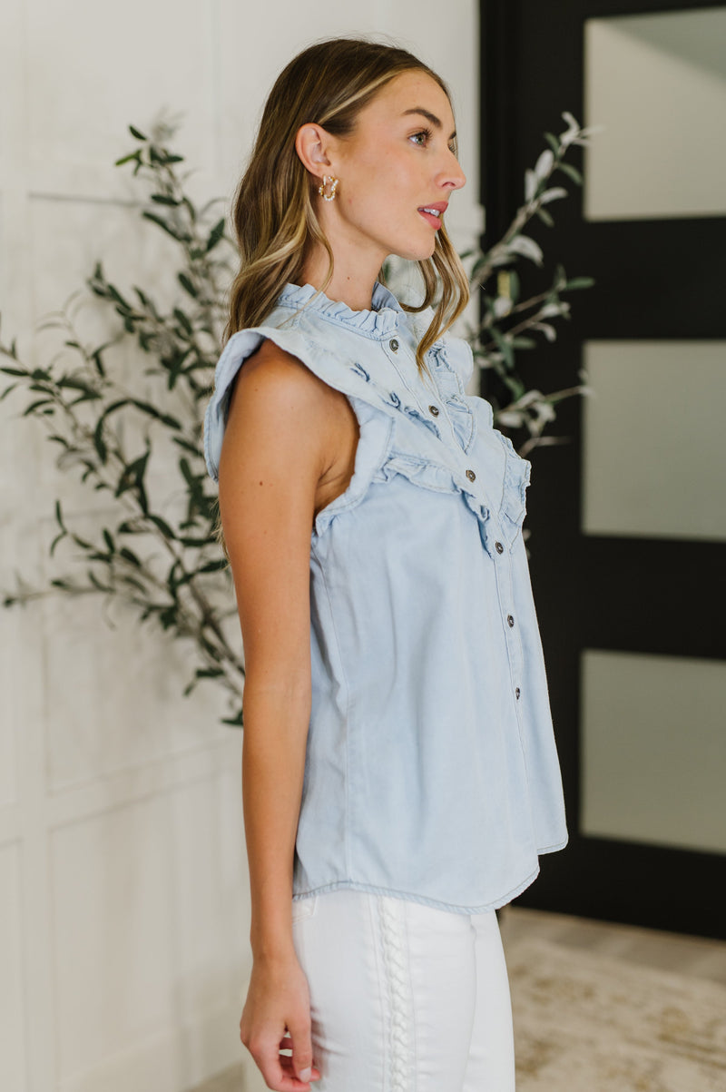 PREORDER: Ruffle Detailed Flutter Sleeve Top - Maple Row Boutique