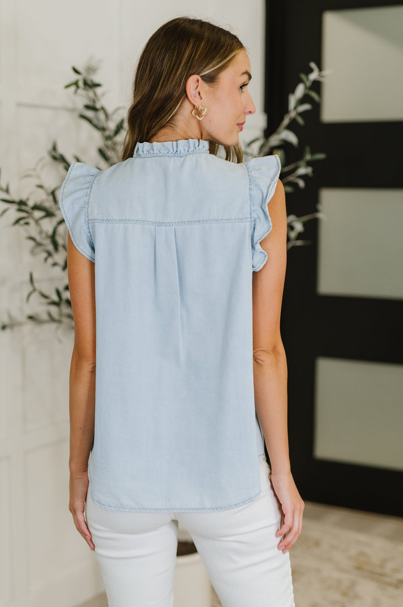 PREORDER: Ruffle Detailed Flutter Sleeve Top - Maple Row Boutique