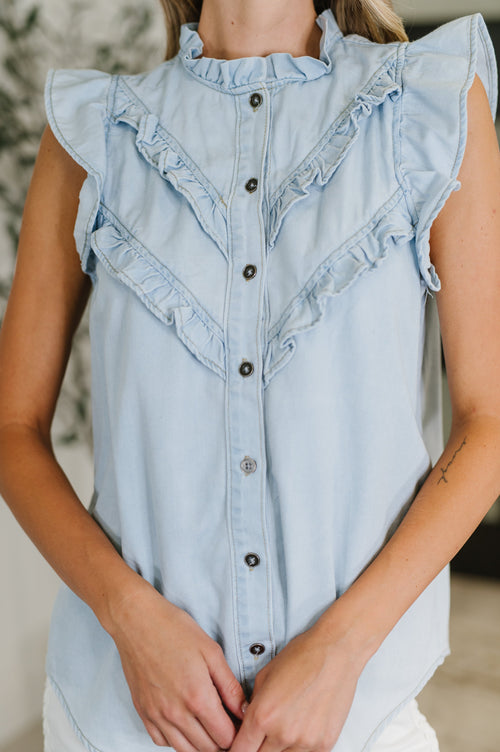 PREORDER: Ruffle Detailed Flutter Sleeve Top - Maple Row Boutique