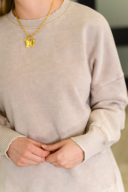 Safe and Secure Mineral Wash Pullover in Ash Mocha - Maple Row Boutique