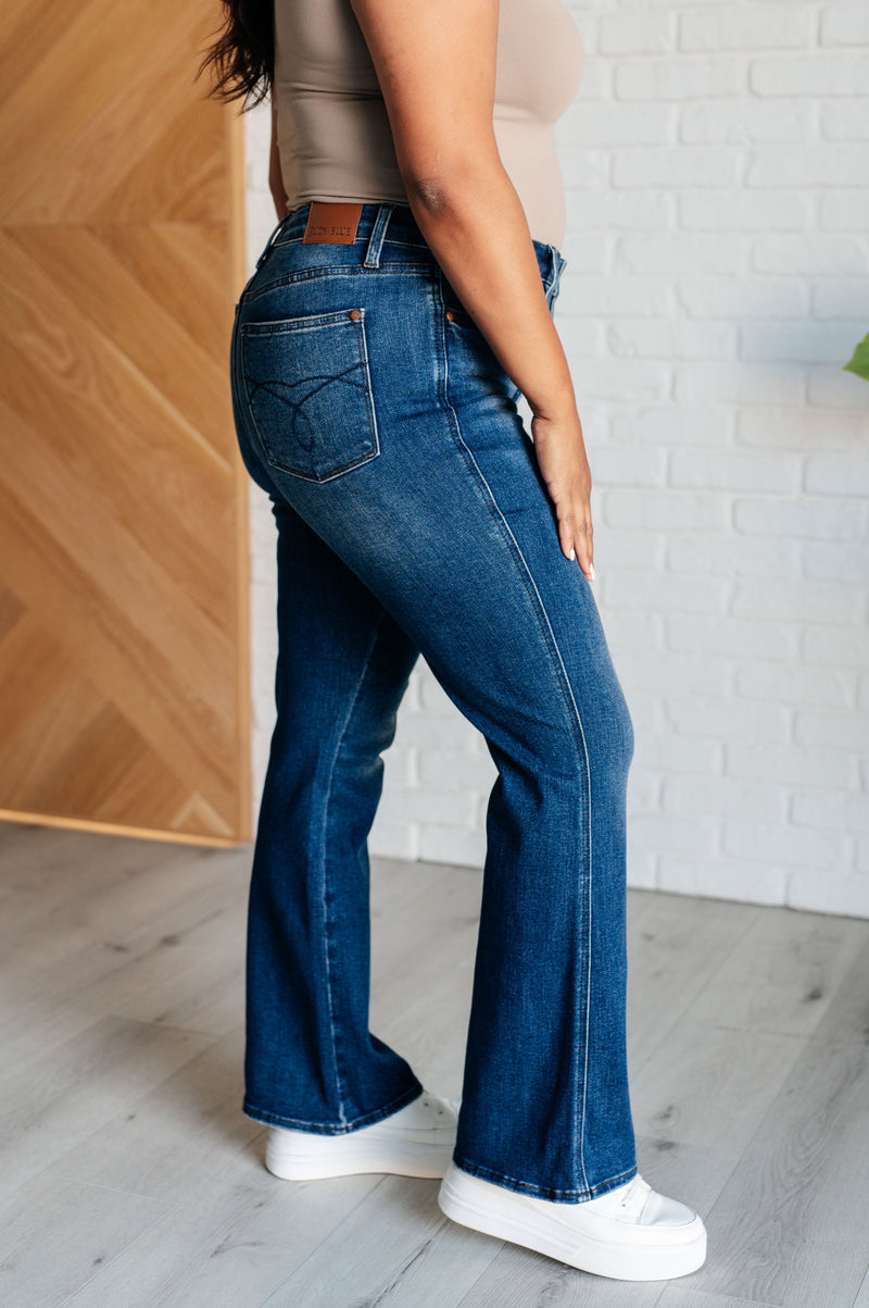 Santana High Rise Control Top Bootcut Jeans (Short Inseam) - Maple Row Boutique 