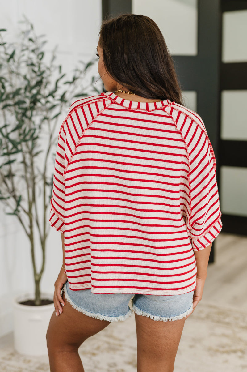 Sass in Session Relaxed Top in Cream Red - Maple Row Boutique