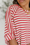 Sass in Session Relaxed Top in Cream Red - Maple Row Boutique
