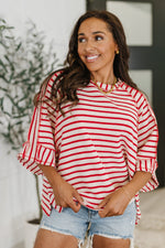 Sass in Session Relaxed Top in Cream Red - Maple Row Boutique
