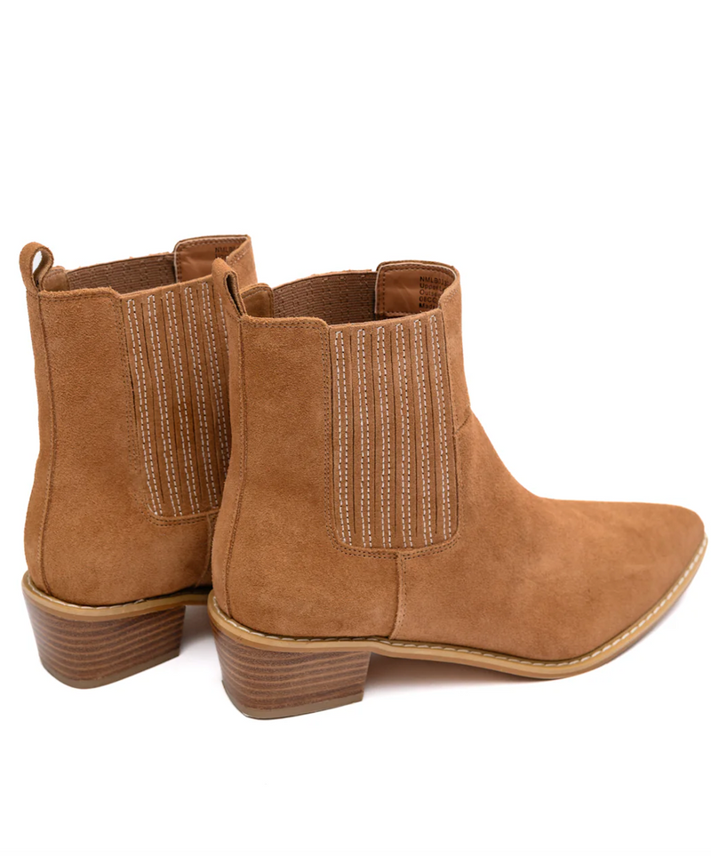 Leonor Suede Ankle Boot in Tan - Maple Row Boutique