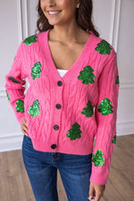 Sequin Trees Cardigan - Maple Row Boutique