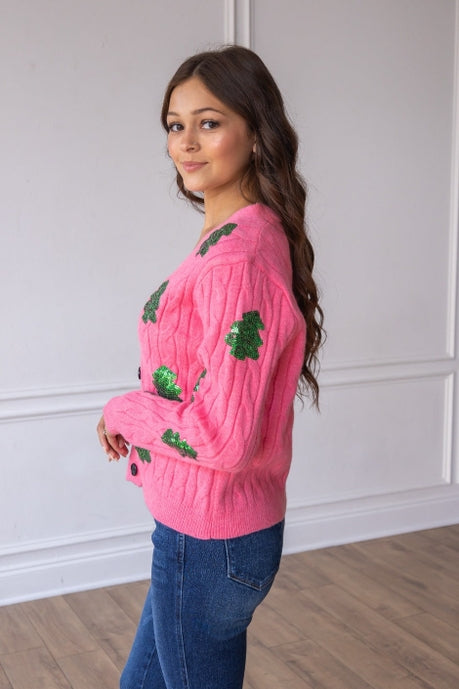 Sequin Trees Cardigan - Maple Row Boutique