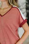Sew Into You V-Neck Top in Light Rust - Maple Row Boutique